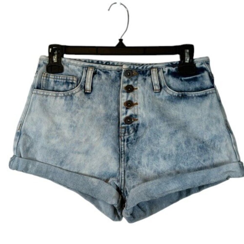 Forever 21 Denim Washed Short Shorts Cuffed Size 27 EUC #5635